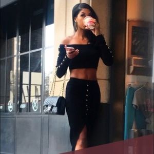 NWT Hera Collection Black & Gold CropTop Skirt Set